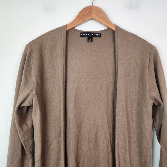 Ralph Lauren Black Label 100% Cashmere Long Cardigan Pockets Brown Size M - Picture 3 of 8